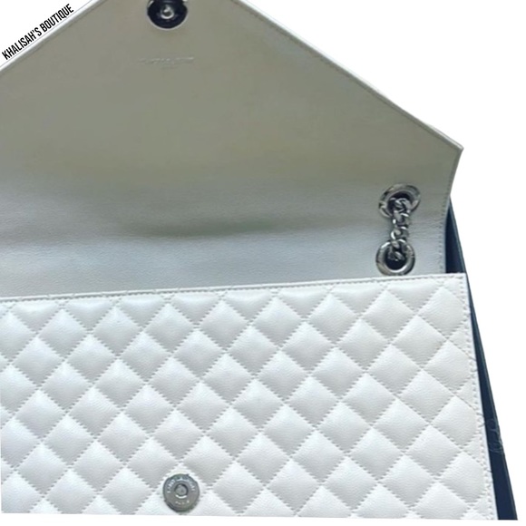 RARE YSL Saint Laurent ENVELOPE LARGE IN MIX MATELASSÉ GRAIN DE POUDRE MSRP$3700 - Picture 6 of 15